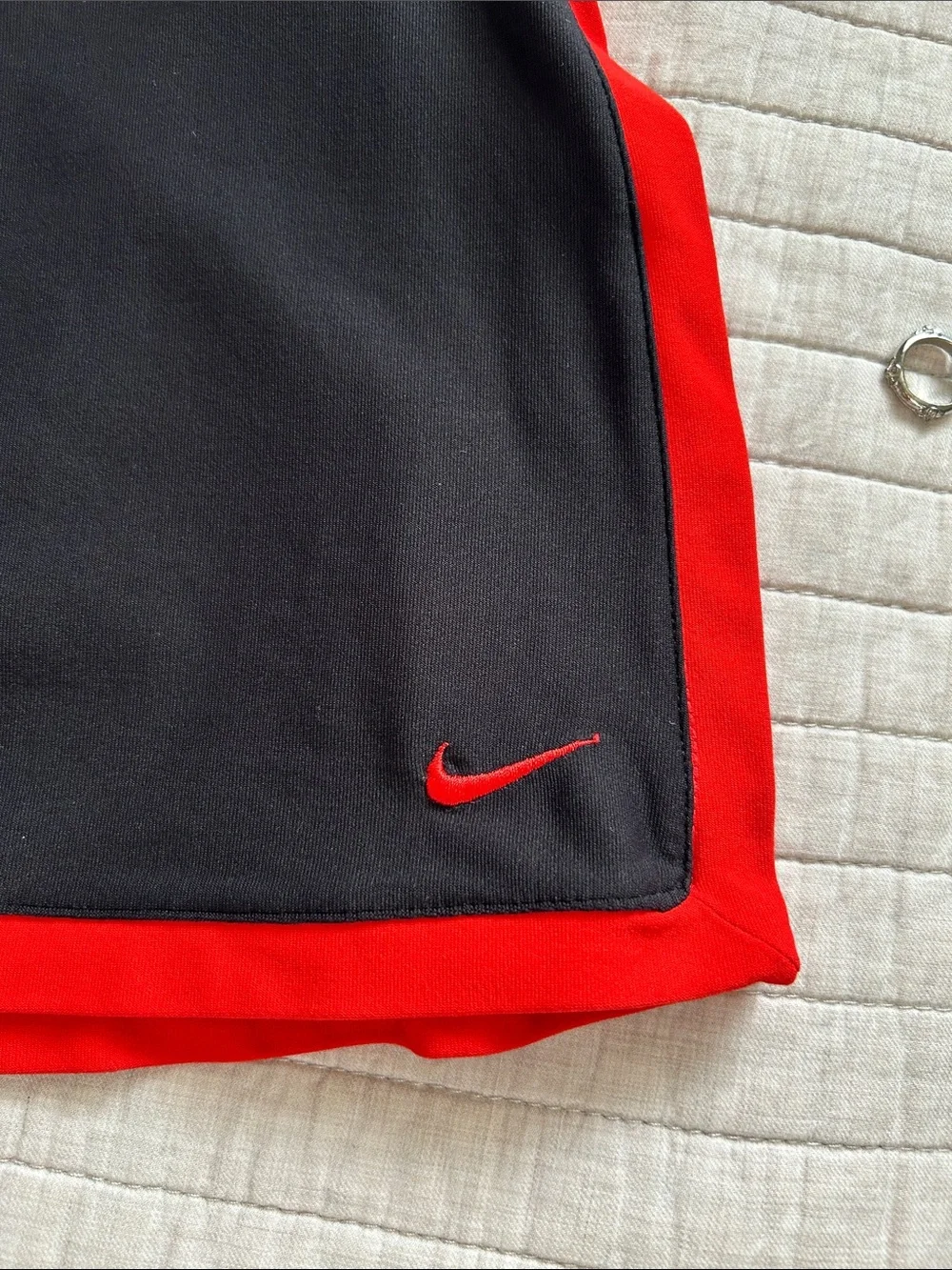 Nike Vtg Y2K sporty black red stripe mini athletic tennis golf pull on skort M